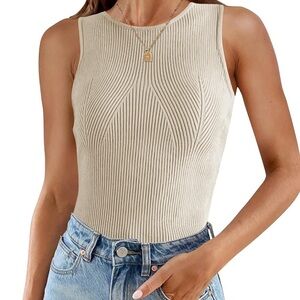 Beige Sweater Tank Top